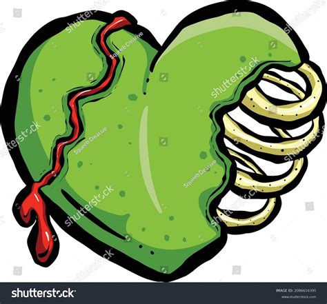 Dead Zombie Hearts Cartoon Illustrations Stitches Stock Vector Royalty