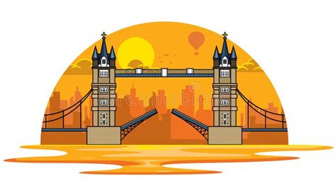 Tower Bridge London At Sunset Stock Vector Illustration Of Colourful