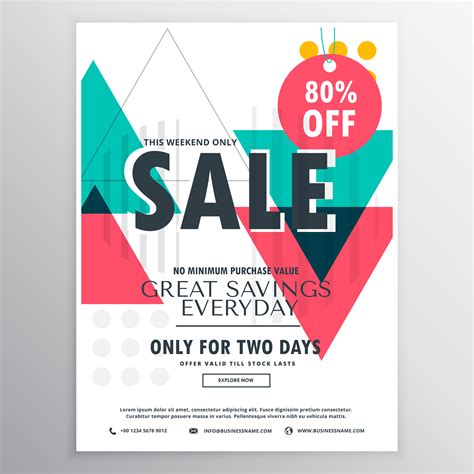 Abstract Promotional Sale Flyer Poster Design With Colorful Geom