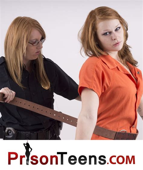 Two Women Dressed In Orange And Black Are Holding Swords With The Words Prison Teens Com