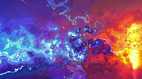 Blue Red Bright Liquid Lightning Abstract Motion Colorful Paint
