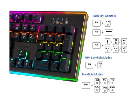 Rosewill Mechanical Gaming Keyboard 19 Rgb Backlit Modes Dynamic