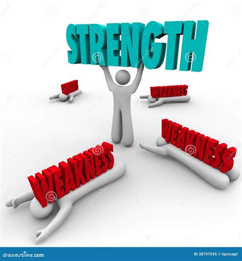 Strength Vs Weakness Person Lifting Word Strong Stock Illustration