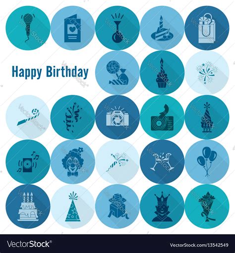 Happy Birthday Icons Set Royalty Free Vector Image