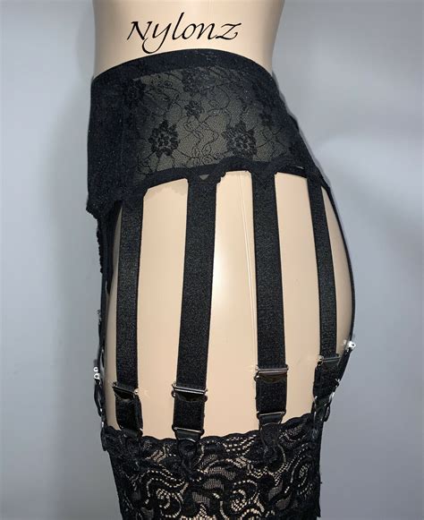 Strap Luxury All Lace Suspender Belt Black Garter Belt Nylonz Made In Uk Ebay
