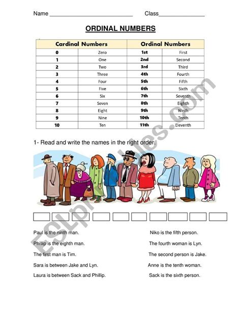 Ordinal Numbers Esl Worksheet By Mariaber45 1st Grade Worksheets