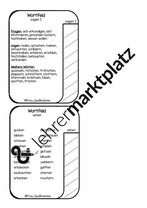 Satzanfänge Und Wortfelder Unterrichtsmaterial Im Fach Deutsch