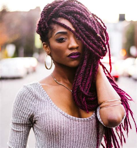 I feathered/pulled the tips prior to braiding, and sealed with hot water after braiding. Four Looks That'll Make You Want Red Box Braids/Twists ...