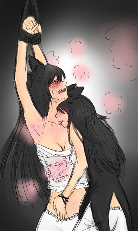 Skire Blake Belladonna Rwby 2girls Armpits Arms Up Bare Shoulders