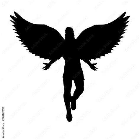 Flying Man Angel Silhouette Mythology Symbol Vector Image On The Best