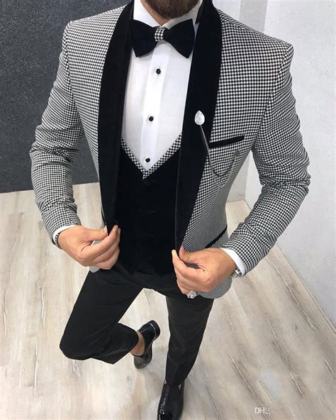 Elegant 3 Piece Men Suit 2022 Morning Dinner Party Prom Suit Houndstoo