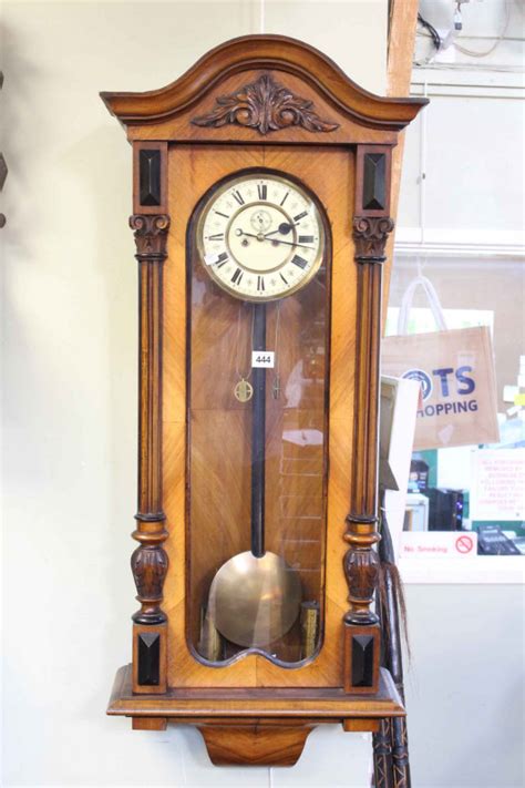 Victorian Walnut Cased Double Weight Vienna Wall Clock Having Enamelled Dial Thomas Watson