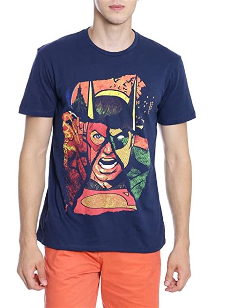 Buy Dc Comic Mens Printed Regular Fit T Shirt Dc1fmt329dress Blue