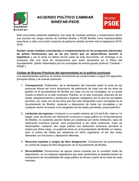 Acuerdo político Cambiar Binéfar PSOE