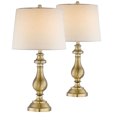 Regency Hill Traditional Table Lamps Set Of Candlestick Brass Metal