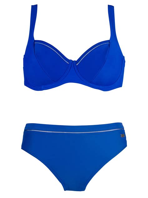 Naturana Naturana Blue Mesh Trim Underwired Bikini Set Size 10
