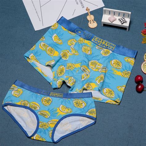 Lovers Underwear Lover Panties Couple Underwear Lemon Fruits Sexy Lovers Briefs Cotton Men