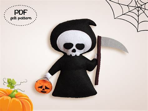 Halloween Pattern Felt Grim Reaper Doll Death Doll Pattern Etsy