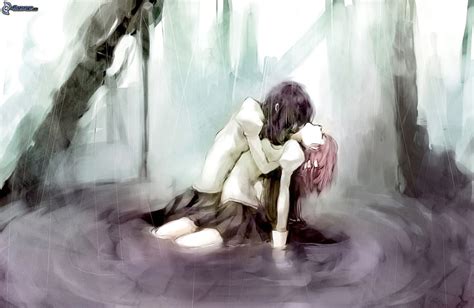 Sad Anime Hug Posted By Sarah Sellers Anime Couple Sad Hug Hd