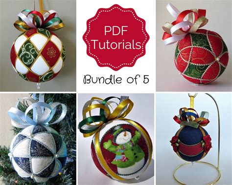 Christmas Ornament 5 Tutorial Bundle Patterns Instructions Diy
