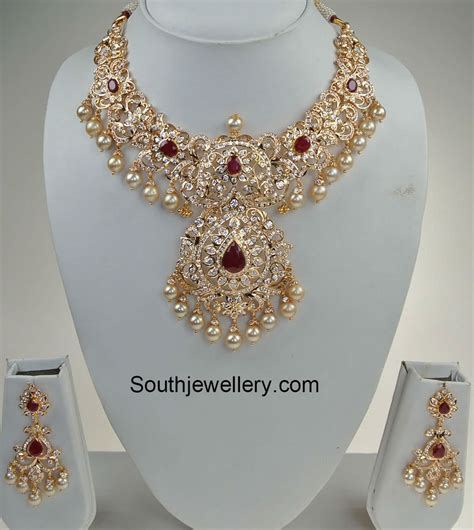 22 Carat Gold Bridal Cz And Ruby Necklace Set For Inquiries Contact