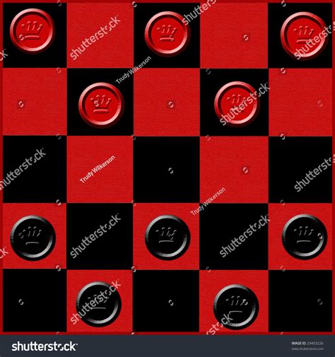 Checker Board And Checkers Black And Red Stock Photo 29403226