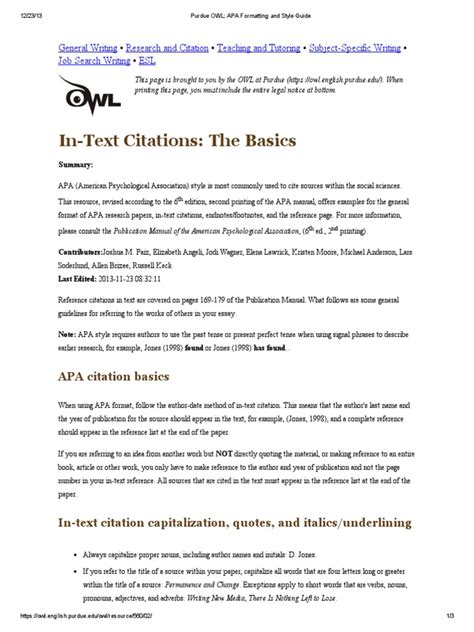 Purdue Owl Apa Formatting And Style Guide Pdf Apa Style Citation