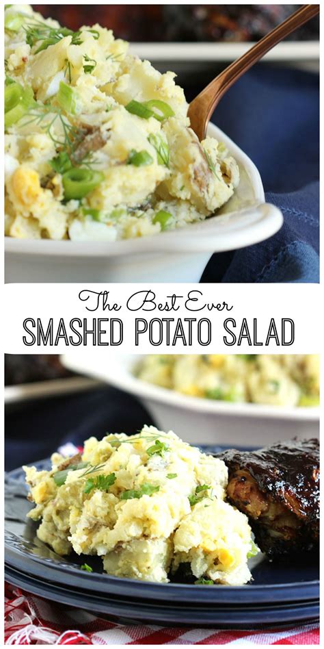 Salads can be an entree or side dish that is prepared and composed of a mixture of ingredients, and intended to be eaten cold. The Best Smashed Potato Salad | Recipe | Dressing for ...