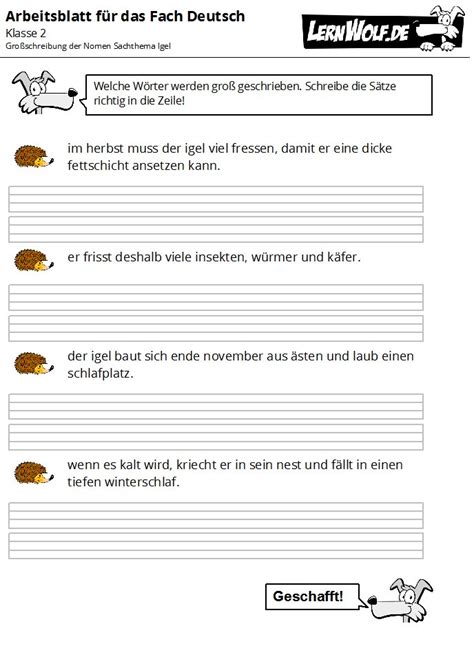 Hier findest du arbeitsblätter zum ausdrucken. Übungen Deutsch Klasse 2 kostenlos zum Download - lernwolf.de