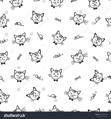 Seamless Background Wallpaper Black Cat Pattern Stock Illustration 1493319860