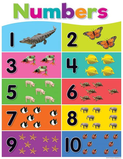Colorful Numbers 1 10 Chart Numbers Preschool Kids Worksheets