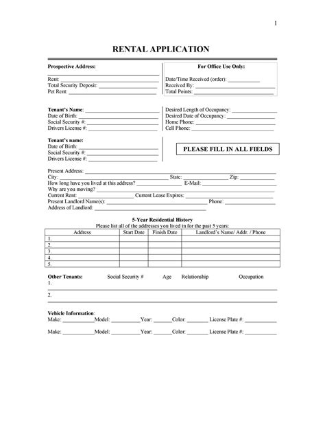 Rental Form Template Fill Online Printable Fillable Blank Pdffiller