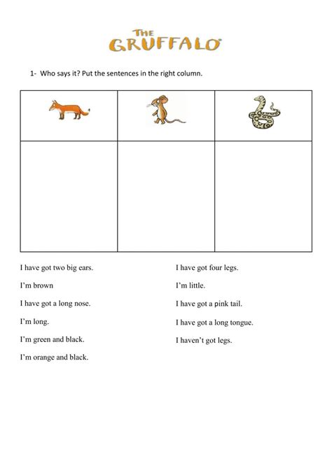 The GRUFFALO - PART 2 worksheet