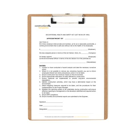 Appointment Form Ladder Inspector Construction Templates South Africa