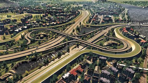 Highway interchange / exit add category. Cities Skylines | PS4 Edition | Trumpet Interchange ...