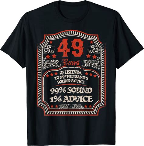 Women Funny 49th Wedding Anniversary Tee For Her Humorous T Shirt