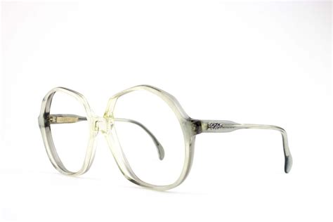 vintage eyeglass frame clear grey geometric round 70s etsy vintage eyeglasses frames 70s