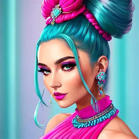 an extremely gorgeous woman with top knots full of openart