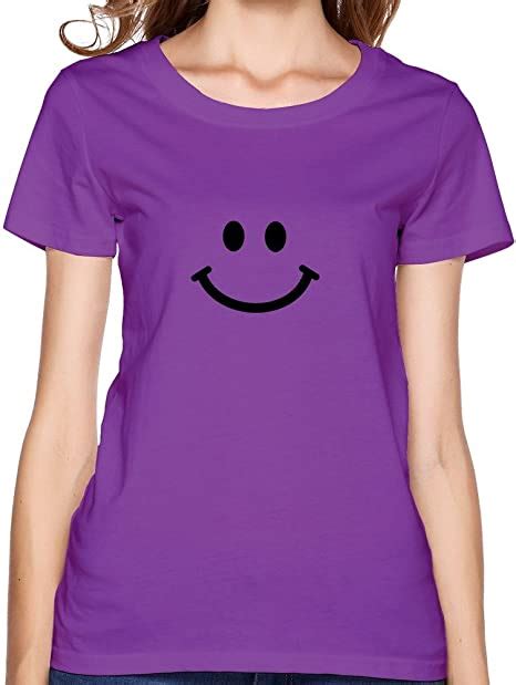 Womens Crew Neck Happy Smiley Face T Shirts Purple Xxl At Amazon Women