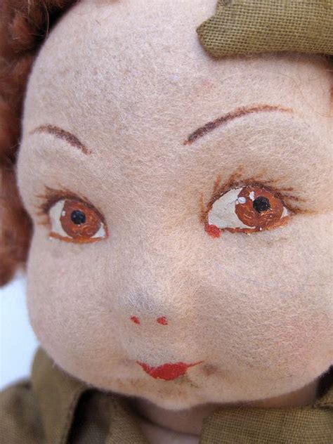Beautiful Hand Painted Moulded Fabric Face Felt Dolls Fabric Dolls
