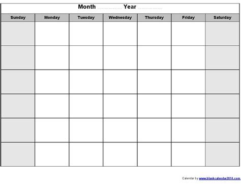 12 12 Month Blank Calendar Template Images Blank 12 Month Calendar