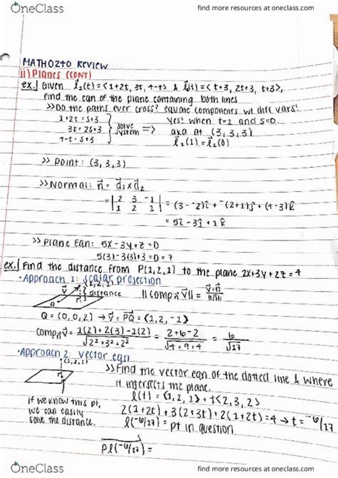 Math 0240 Midterm Exam 1 Review Planes Linear Approximation