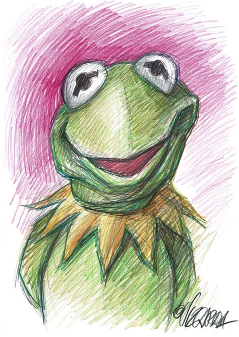 Kermit The Frog Muppet Original Sketch Joan Vizcarra