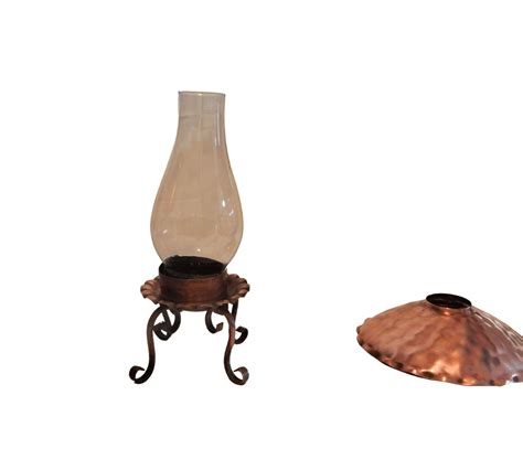 Gregorian Hammered Copper Hurricane Lamp Candle Holder Made In Etsy