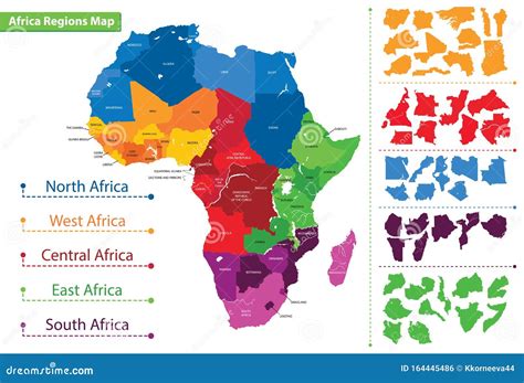Map Of The Regions Of Africa Map Of Africa Stock Vector Illustration