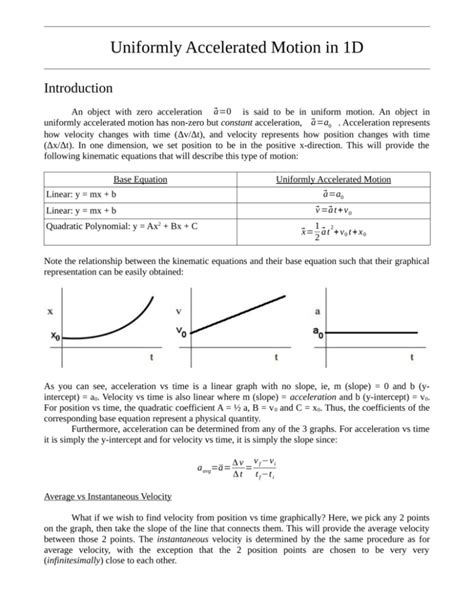 Uniformly Accelerated Motion Model Worksheet 1
