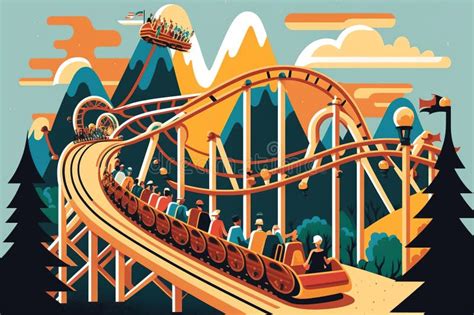 Roller Coaster Ride At A Theme Park Wallpaper Stock Illustration