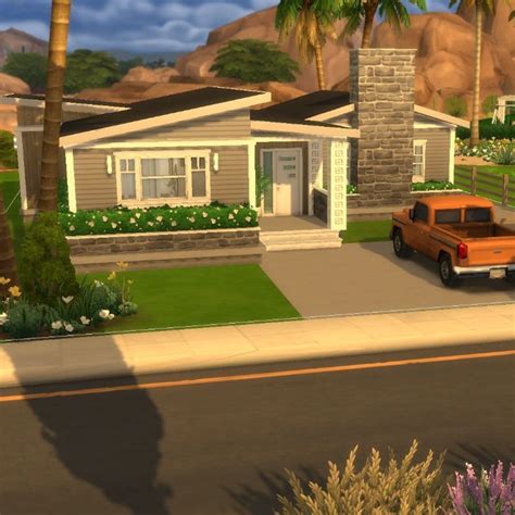 Sims 4 Build, Mid-Century Desert Family Home | Sims house, Home and