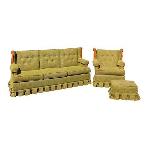 Early American Colonial Revival Furniture 1960s Green Sofa Set Chairish