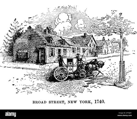 1700s IlustraciÓn De Caballo Y Carruaje En Broad Street Pasando Por